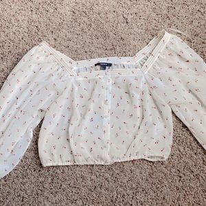 Forever 21, size L white crop top w/ long sleeve